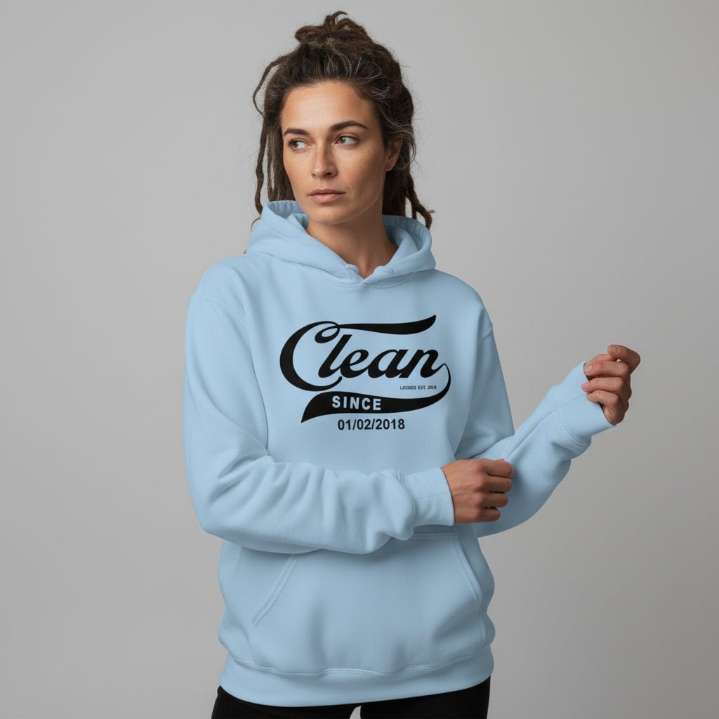 Clean Since Hoodie with Date Recovery Hoodie product photo (view 50)