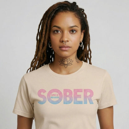 Retro Sober Since Sober T Shirt featuring the design (view 21)