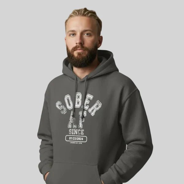 Sober AF Since Recovery Hoodie lifestyle view (view 25)
