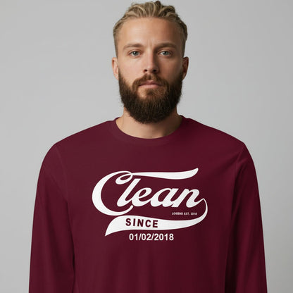 Clean Since Long Sleeve Sober T Shirt flat lay styled image (view 13)