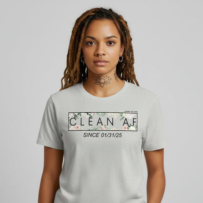 Clean AF Flower Sober T Shirt close-up view (view 12)