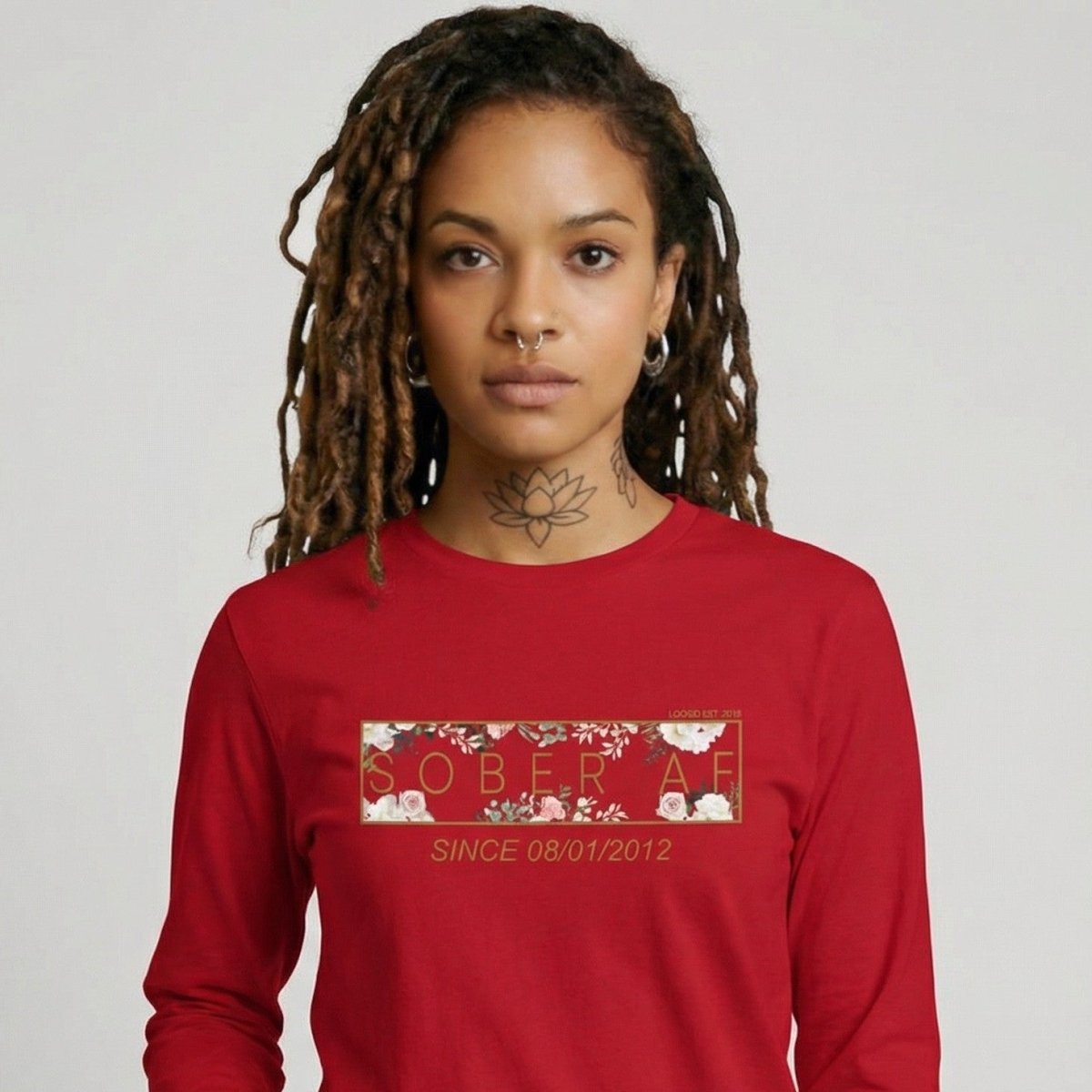 Sober AF Flower Long Sleeve Sober T Shirt back view (view 17)