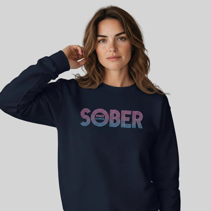 Retro Sobriety Date Sweatshirt Personalized Sober Date Recovery Hoodie featuring the design (view 11)