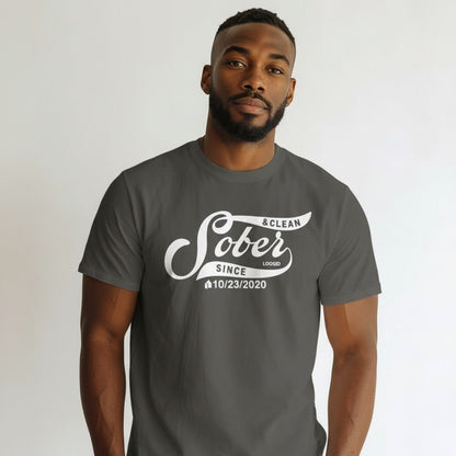 Sober Since Sober T Shirt flat lay styled image (view 13)