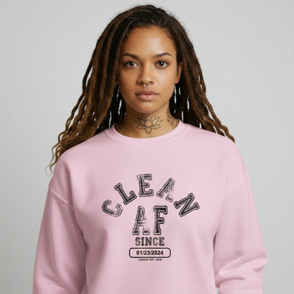 Clean AF Since Sobriety Recovery Hoodie packaging detail (view 28)