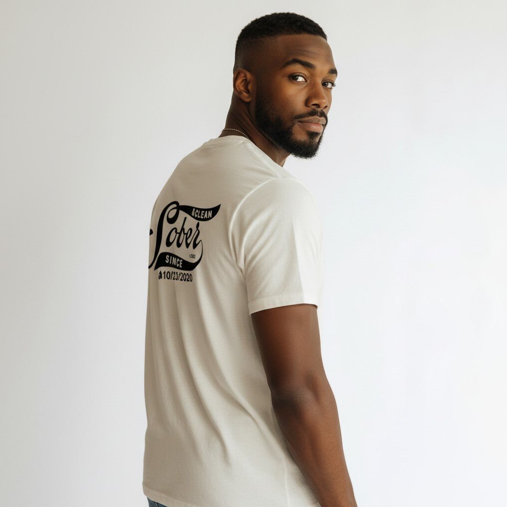Sober Since Sober T Shirt back view (view 17)