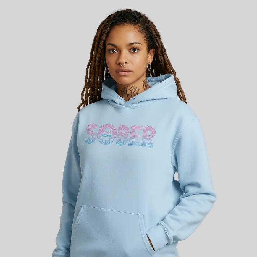 Retro Sobriety Date Recovery Hoodie graphic detail (view 24)