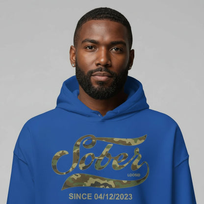 Sober Since Camo Recovery Hoodie graphic detail (view 44)