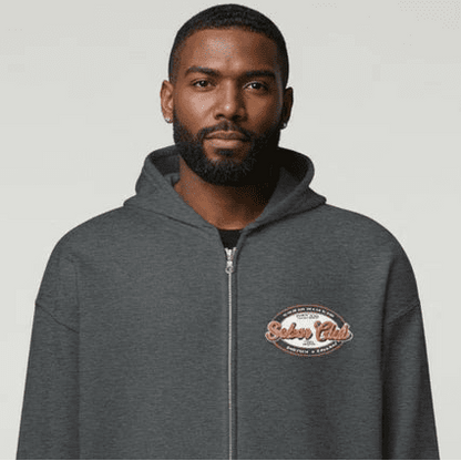 Sober Club Badge Left Chest Print Unisex Zip Recovery Hoodie product photo (view 10)