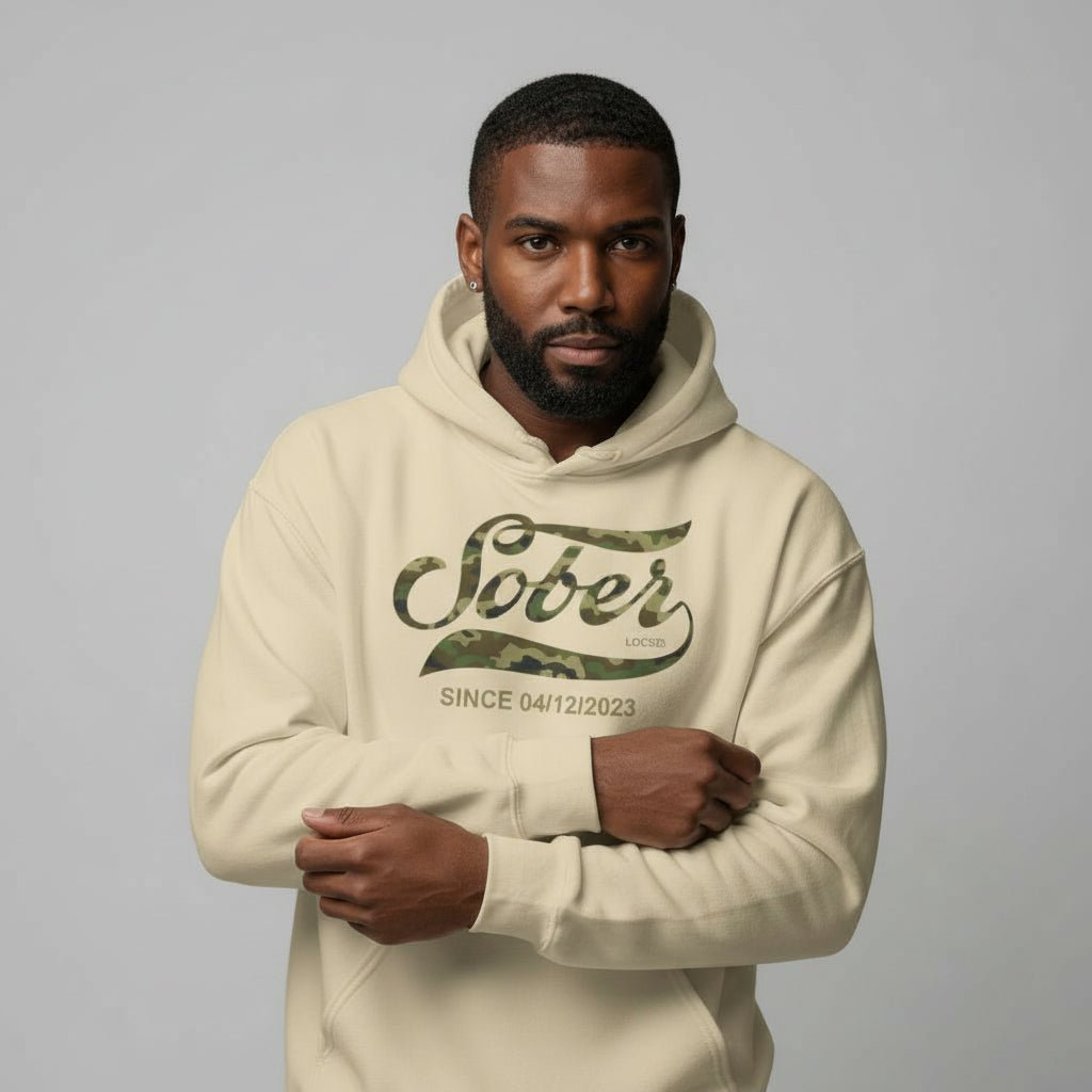 Sober Since Camo Recovery Hoodie graphic detail (view 24)