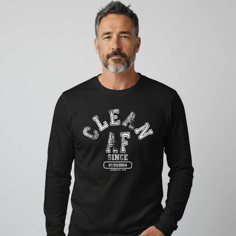 Clean AF Since Long Sleeve Sober T Shirt side view (view 6)