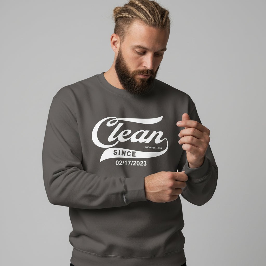 Clean Since Recovery Hoodie flat lay styled image (view 13)