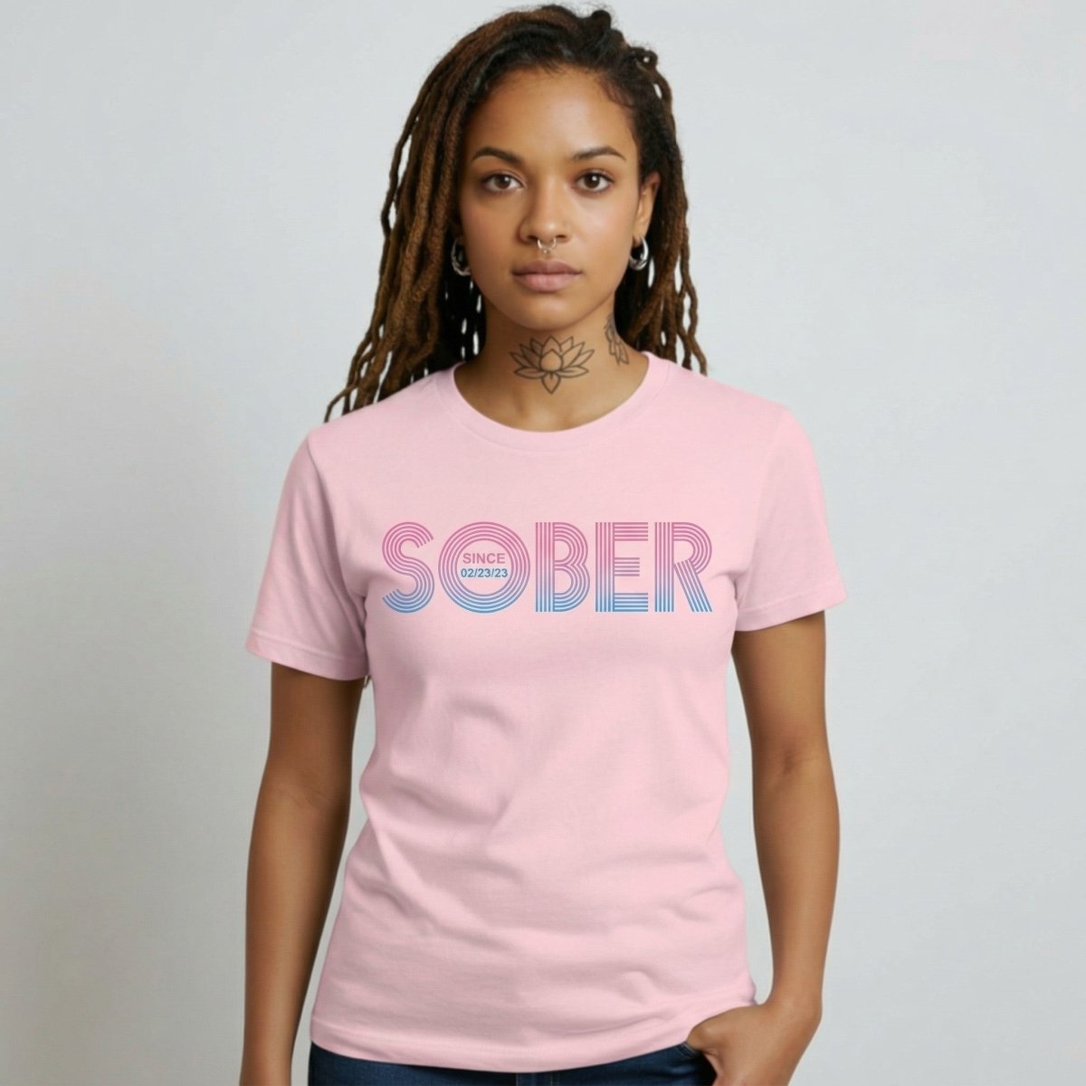 Retro Sober Since Sober T Shirt lifestyle view (view 25)