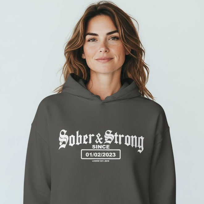 Old School Sober Recovery Hoodie lifestyle view (view 45)