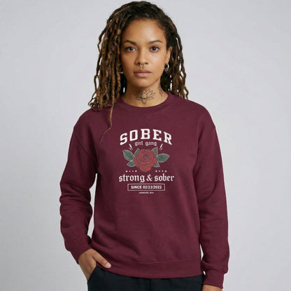 SOBER Girl Gang Strong & Sober Recovery Hoodie lifestyle view (view 15)