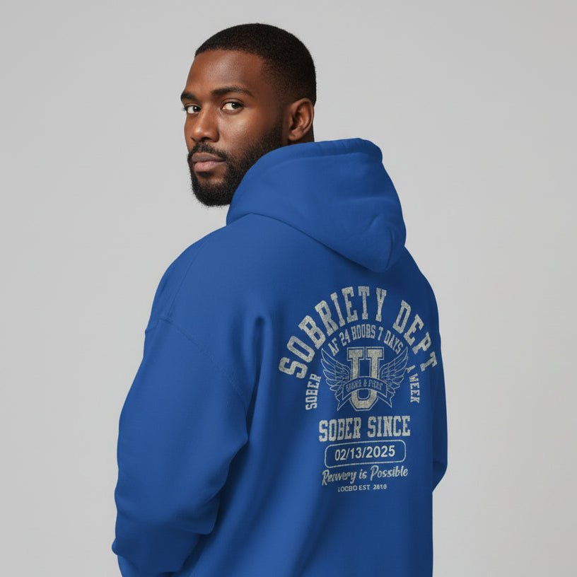 Sobriety Dept Recovery Hoodie back view (view 17)