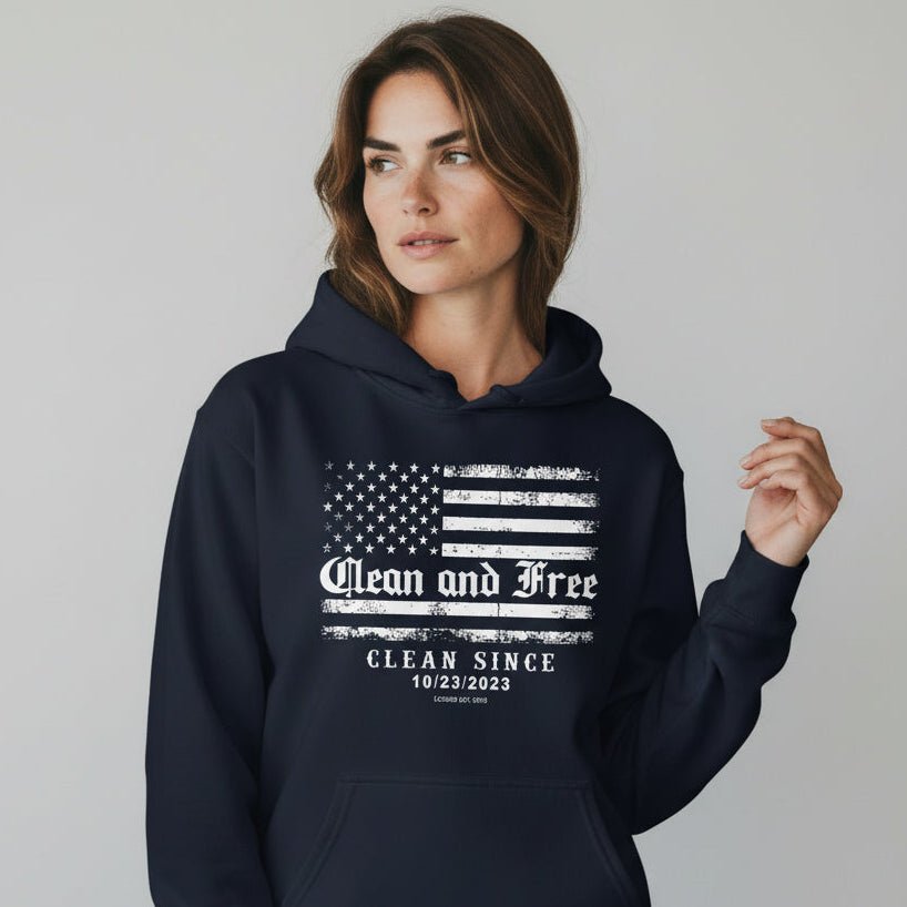 Clean and Free Custom Recovery Date Recovery Hoodie back view (view 7)