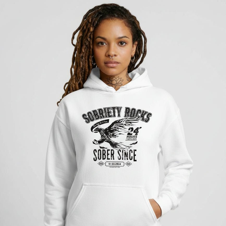 Sober Since Recovery Hoodie back view (view 47)