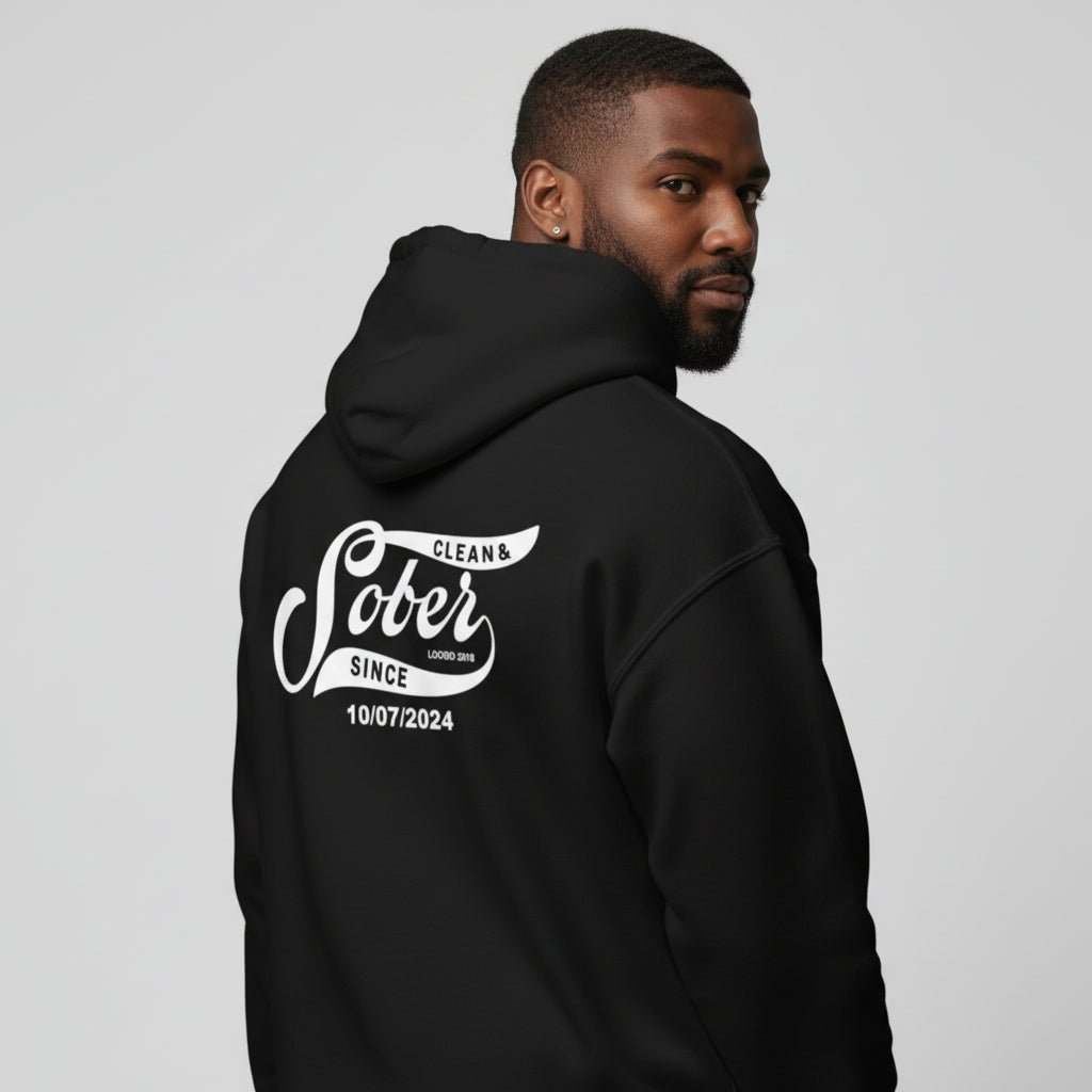 Sober Since Recovery Hoodie back view (view 7)