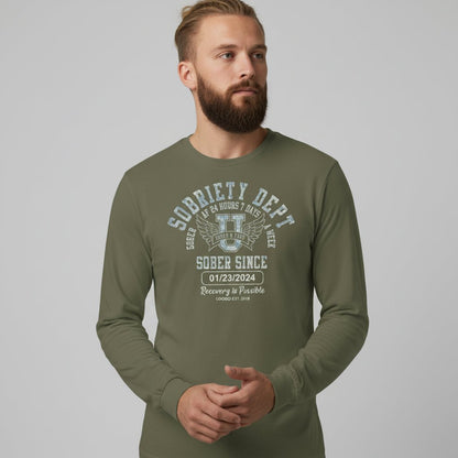 Sobriety Dept Long Sleeve Sober T Shirt back view (view 17)