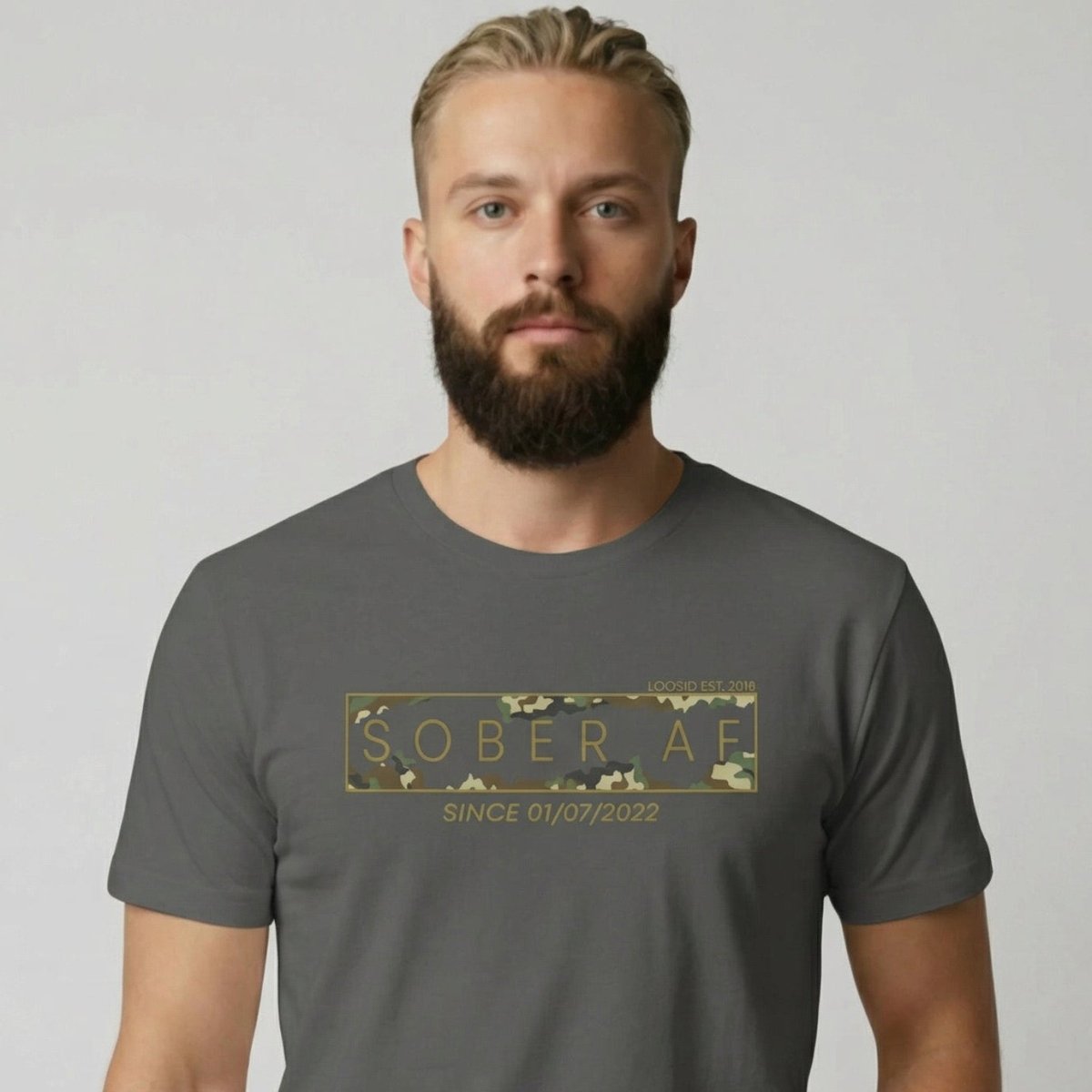Sober AF Camo Sober T Shirt side view (view 16)