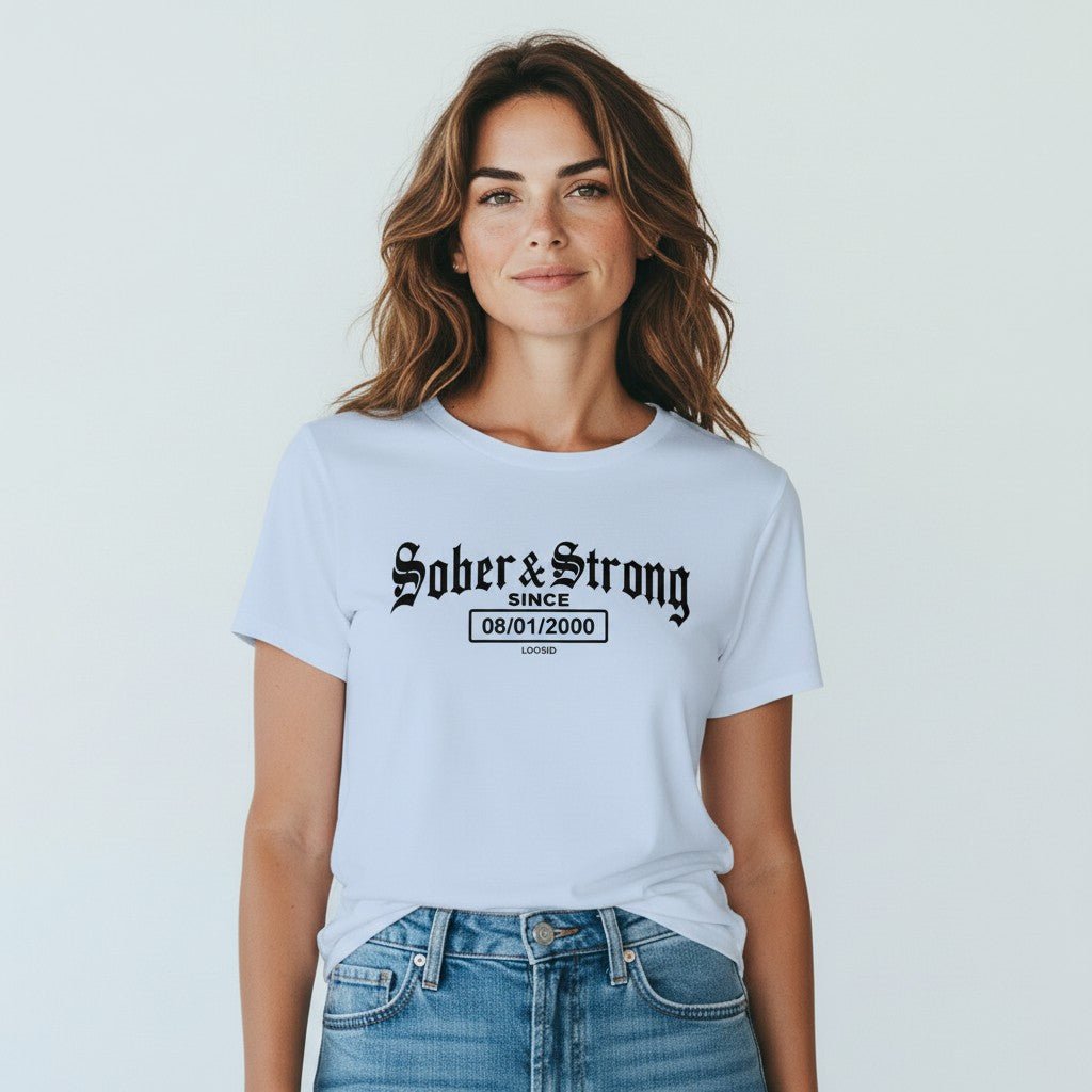 Old School Sober & Strong Sober T Shirt side view (view 16)