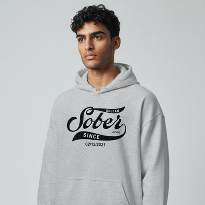 Men Sober Since Recovery Hoodie flat lay styled image (view 23)