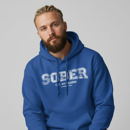 Sober Collegiate Hoodie W Personalize Sobriety Date Recovery Hoodie close-up view (view 12)