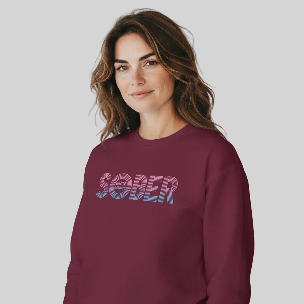Retro Sobriety Date Sweatshirt Personalized Sober Date Recovery Hoodie packaging detail (view 8)