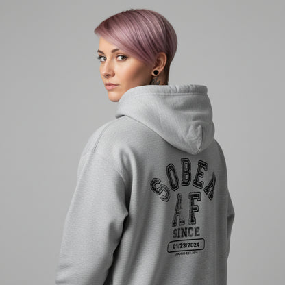 Sober AF Since Zip Recovery Hoodie back view (view 27)