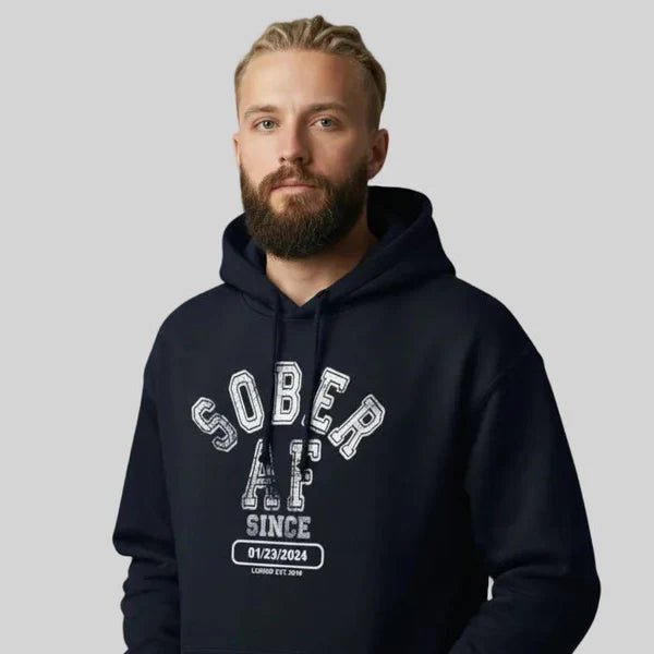 Sober AF Since Recovery Hoodie lifestyle view (view 15)