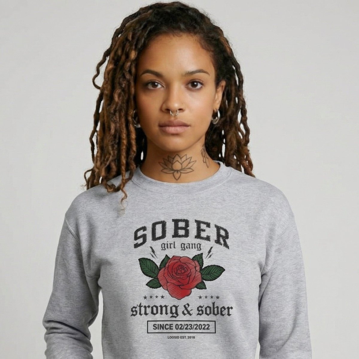 SOBER Girl Gang Strong & Sober Recovery Hoodie side view (view 26)