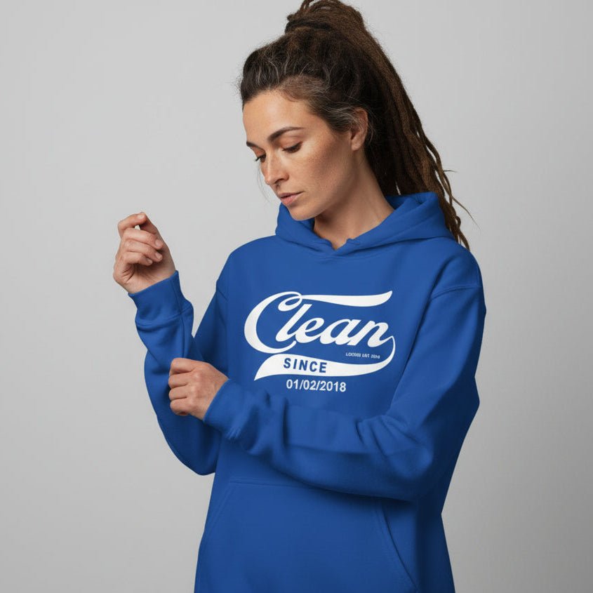 Clean Since Hoodie with Date Recovery Hoodie lifestyle view (view 35)