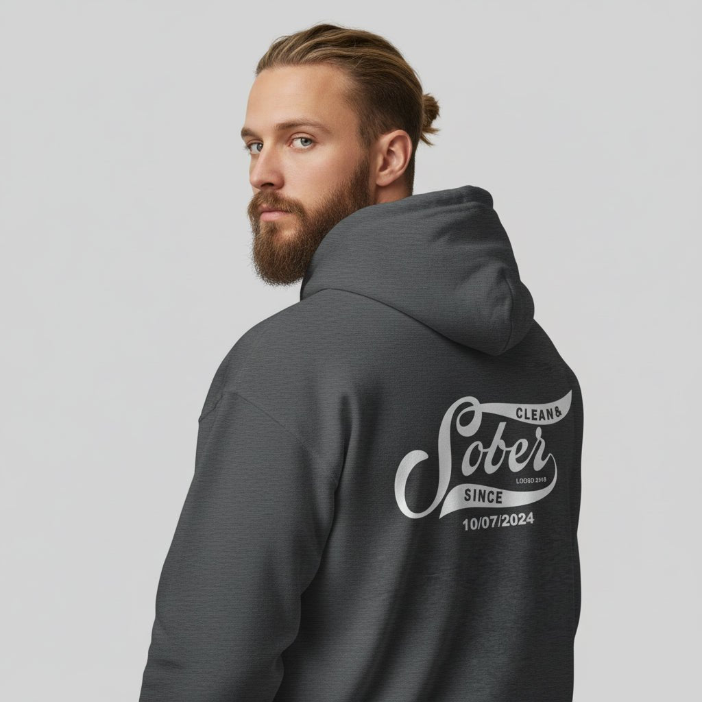 Sober Since Recovery Hoodie back view (view 17)