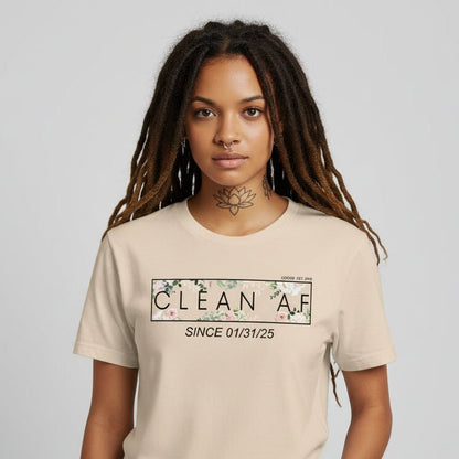Clean AF Flower Sober T Shirt lifestyle view (view 15)