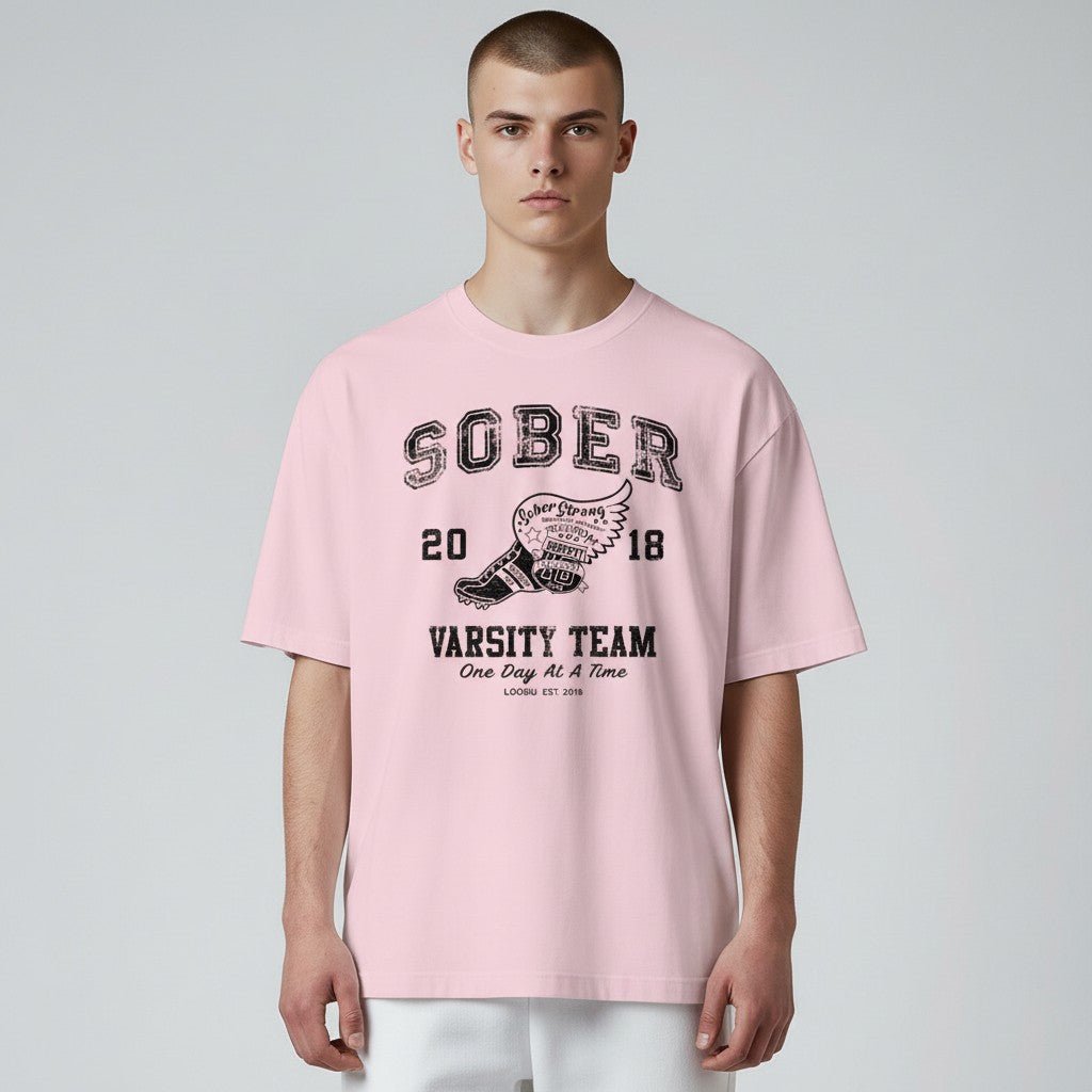 Sober Varsity Men's Sober Sober T Shirt flat lay styled image (view 23)