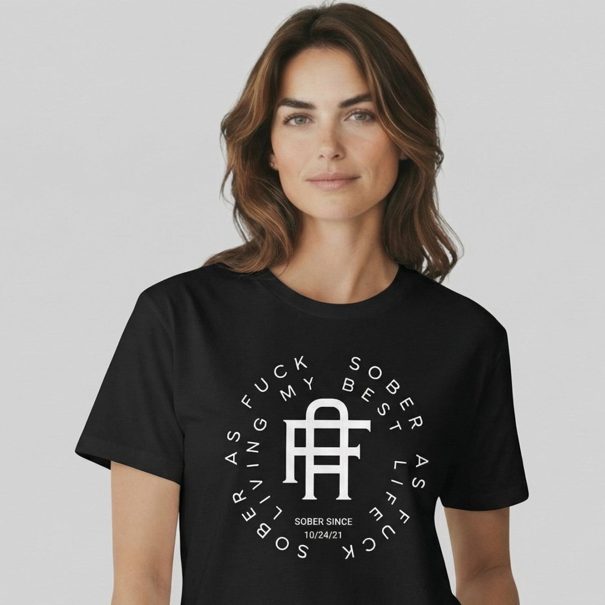 Living My Best Life Sober T Shirt graphic detail (view 4)
