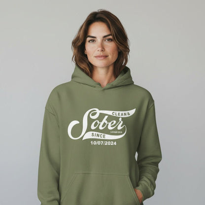 Sober Since Recovery Hoodie flat lay styled image (view 23)