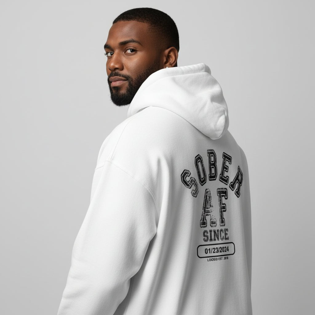 Sober AF Since Zip Recovery Hoodie side view (view 26)
