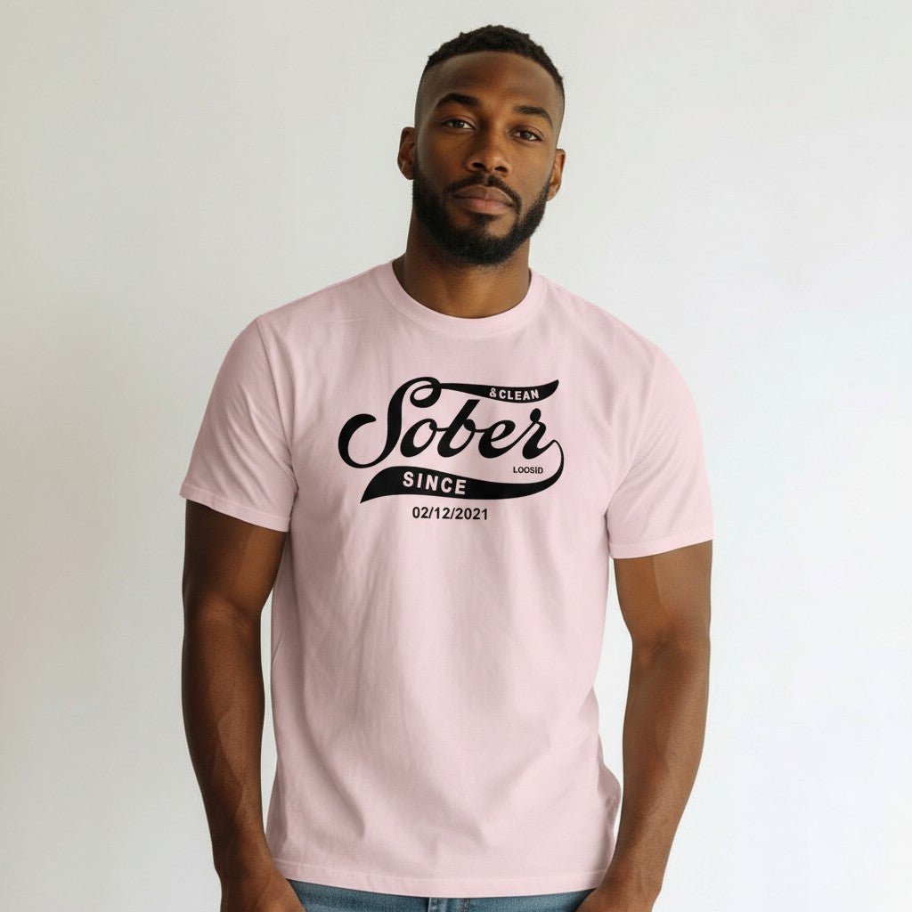 Sober Since Sober T Shirt flat lay styled image (view 23)