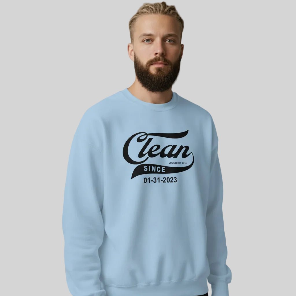 Clean Since Recovery Hoodie flat lay styled image (view 33)