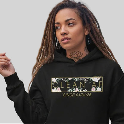 Clean AF Flower Recovery Hoodie close-up view (view 2)