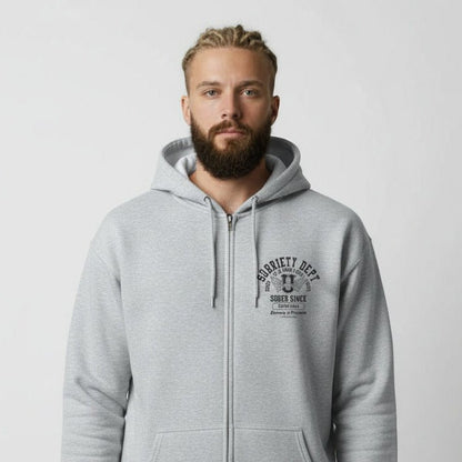 Sobriety Dept Zip Recovery Hoodie close-up view (view 32)