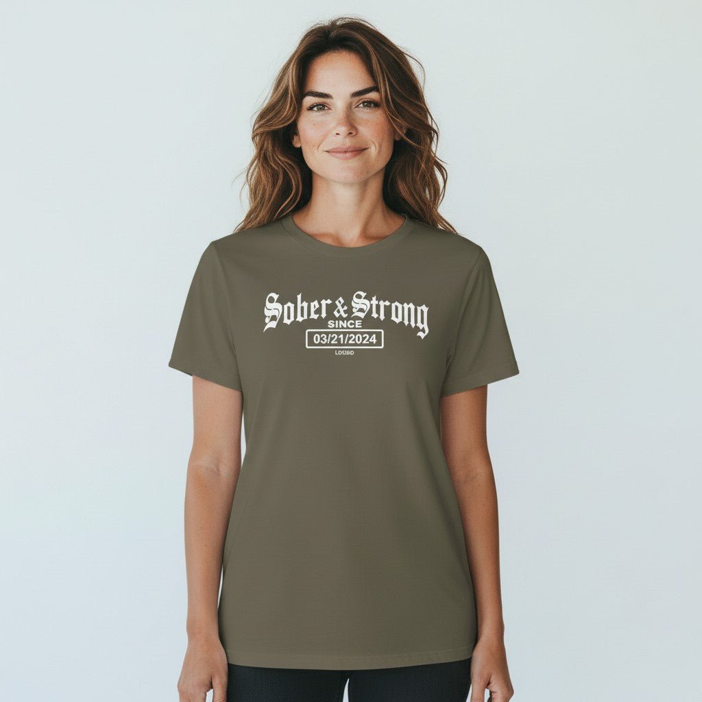 Old School Sober & Strong Sober T Shirt back view (view 7)