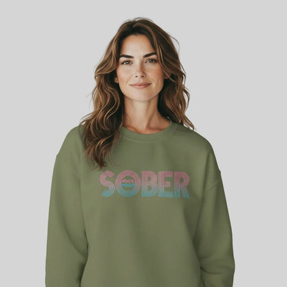 Retro Sobriety Date Sweatshirt Personalized Sober Date Recovery Hoodie lifestyle view (view 15)