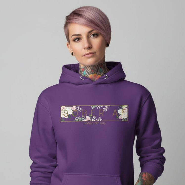 Sober AF Flower Recovery Hoodie side view (view 16)