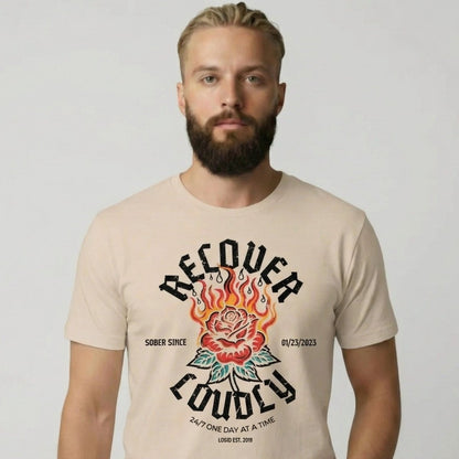 Recover Loudly Sober T Shirt graphic detail (view 24)
