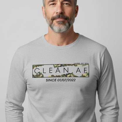 Clean AF Camo Long Sleeve Sober T Shirt featuring the design (view 21)
