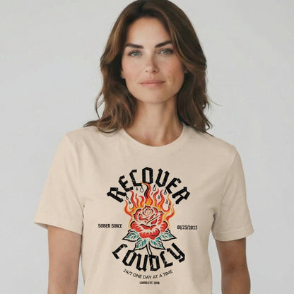 Recover Loudly Sober T Shirt back view (view 17)