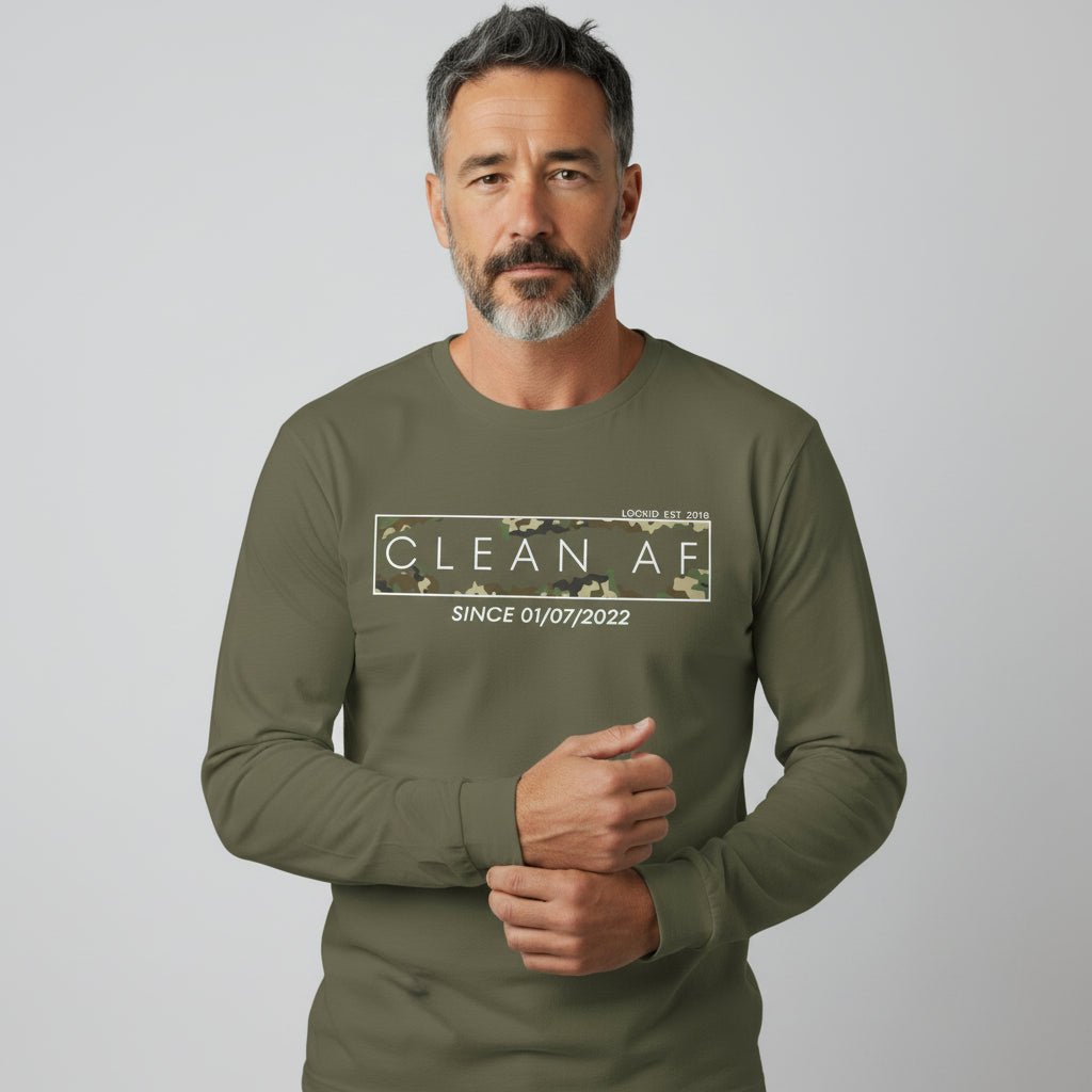 Clean AF Camo Long Sleeve Sober T Shirt packaging detail (view 18)